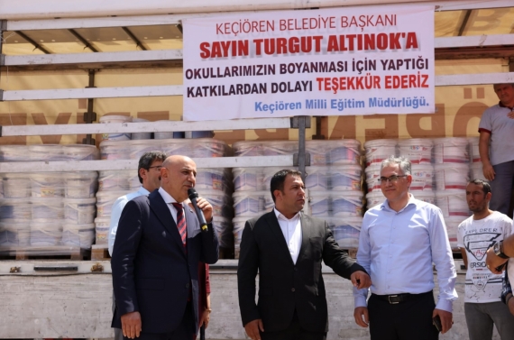 Keçiören Belediyesinden okullara boya desteği