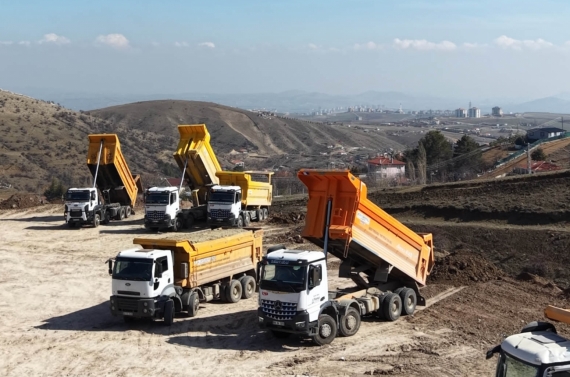 Keçiören’de dronla hafriyat kamyonu denetimi