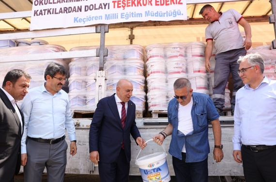 Keçiören Belediyesinden okullara boya desteği