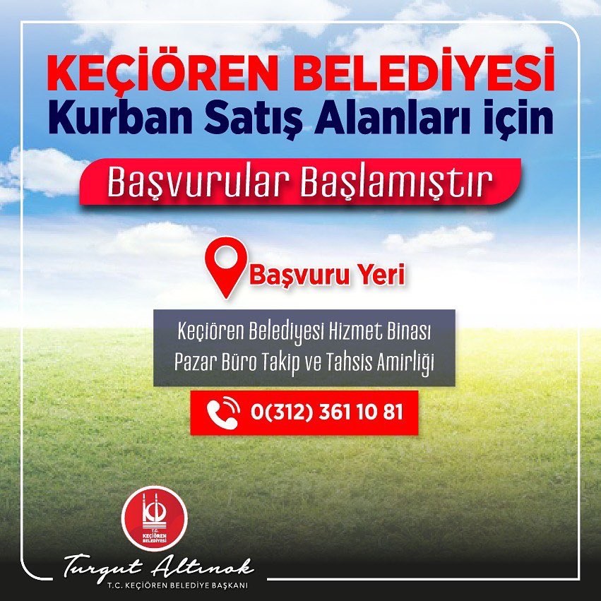 Kurban Satış Alanları İçin Başvurular Başlamıştır Kurban Satış Alanları İçin Başvurular Başlamıştır