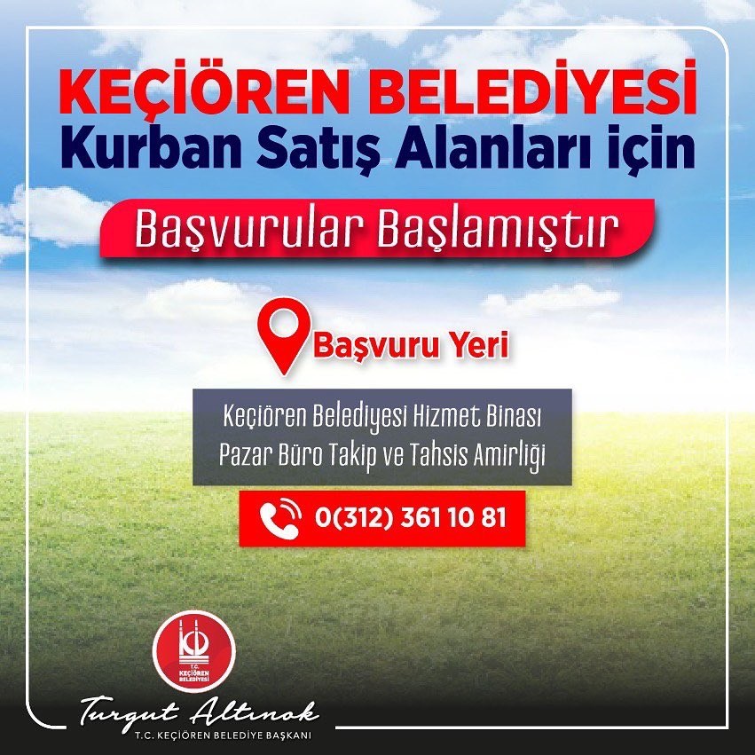 Kurban Satış Alanları İçin Başvurular Başlamıştır